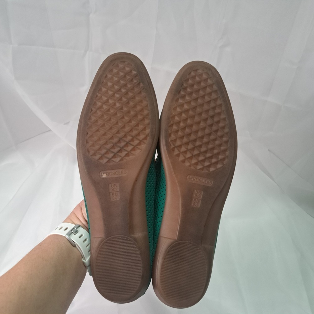 Aerosoles High "Big" Bet 8.5 Nubuck Blue/Grn Ballet Flats Old Money Modern Chic - Picture 6 of 8
